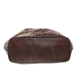 Pre Owned حقيبة يد توتس إيترو كانفاس مقوى طباعة بيزلي بني بسلسلة