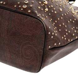 Pre Owned حقيبة يد توتس إيترو كانفاس مقوى طباعة بيزلي بني بسلسلة