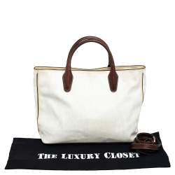 Pre Owned Etro White Paisley Print Coated Canvas And Leather Tote