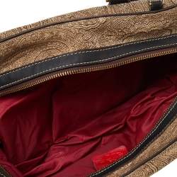 Pre Owned Etro Beige/Brown Paisley Printed Fabric And Leather Satchel