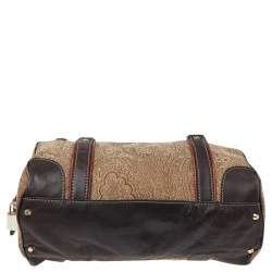 Pre Owned Etro Beige/Brown Paisley Printed Fabric And Leather Satchel
