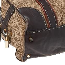 Pre Owned Etro Beige/Brown Paisley Printed Fabric And Leather Satchel