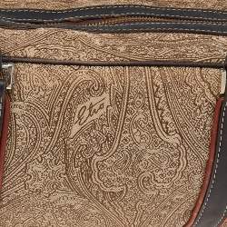 Pre Owned Etro Beige/Brown Paisley Printed Fabric And Leather Satchel