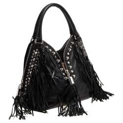 Pre Owned حقيبة يد توتس إيترو جلد أسود مزخرفة