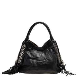 Pre Owned حقيبة يد توتس إيترو جلد أسود مزخرفة