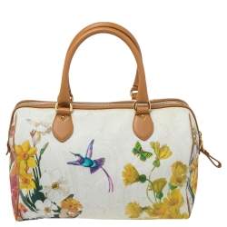 Pre Owned Etro Multicolor Floral Print Coated Canvas and Leather Boston Bag
