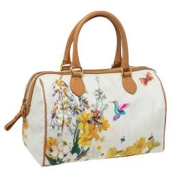 Pre Owned Etro Multicolor Floral Print Coated Canvas and Leather Boston Bag