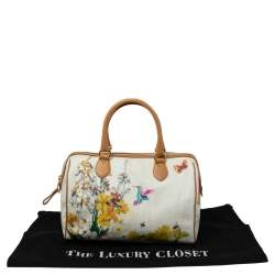 Pre Owned Etro Multicolor Floral Print Coated Canvas and Leather Boston Bag