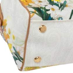 Pre Owned Etro Multicolor Floral Print Coated Canvas and Leather Boston Bag