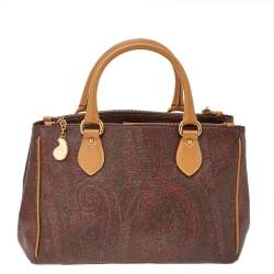 مملوكة مسبقًا حقيبة ساتشل إيترو جلد وكانفاس مقوى مطبوع بايزلي متعدد الألوان