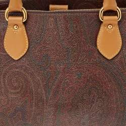 مملوكة مسبقًا حقيبة ساتشل إيترو جلد وكانفاس مقوى مطبوع بايزلي متعدد الألوان