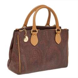 مملوكة مسبقًا حقيبة ساتشل إيترو جلد وكانفاس مقوى مطبوع بايزلي متعدد الألوان