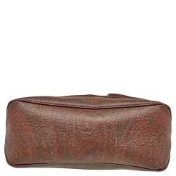 Pre Owned حقيبة كتف إيترو كانفاس مقوى بطبعة بيزلي بني بقلاب