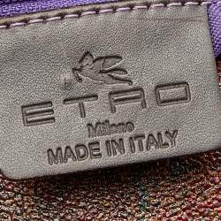 Pre Owned حقيبة كتف إيترو كانفاس مقوى بطبعة بيزلي بني بقلاب