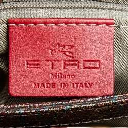 Pre Owned حقيبة كتف إيترو جلد نقشة التمساح وكانفاس مقوى مطبوع بايزلي متعدد الألوان 