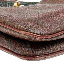 Pre Owned حقيبة كتف إيترو جلد نقشة التمساح وكانفاس مقوى مطبوع بايزلي متعدد الألوان 