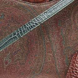 Pre Owned حقيبة كتف إيترو جلد نقشة التمساح وكانفاس مقوى مطبوع بايزلي متعدد الألوان 