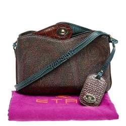 Pre Owned حقيبة كتف إيترو جلد نقشة التمساح وكانفاس مقوى مطبوع بايزلي متعدد الألوان 