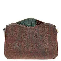 Pre Owned حقيبة كتف إيترو جلد نقشة التمساح وكانفاس مقوى مطبوع بايزلي متعدد الألوان 