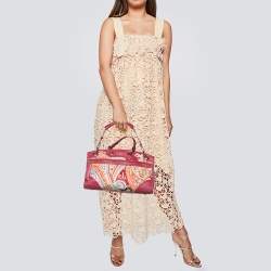 Etro Pink/Beige Printed Canvas And Leather Shoulder Bag