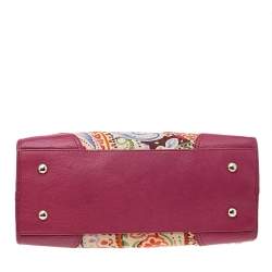 Etro Pink/Beige Printed Canvas And Leather Shoulder Bag