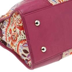 Etro Pink/Beige Printed Canvas And Leather Shoulder Bag