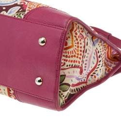 Etro Pink/Beige Printed Canvas And Leather Shoulder Bag