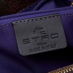 Pre Owned حقيبة يد توتس إيترو جلد بنقشة السحلية وكانفاس مقوى بطبعة بيزلي متعددة الألوان 