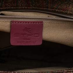 Pre Owned Etro Multicolor Paisley Canvas and Python Embossed Leather Shoulder Bag