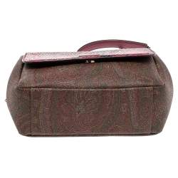 Pre Owned Etro Multicolor Paisley Canvas and Python Embossed Leather Shoulder Bag
