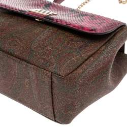 Pre Owned Etro Multicolor Paisley Canvas and Python Embossed Leather Shoulder Bag