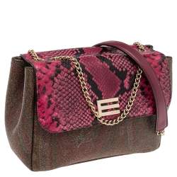 Pre Owned Etro Multicolor Paisley Canvas and Python Embossed Leather Shoulder Bag