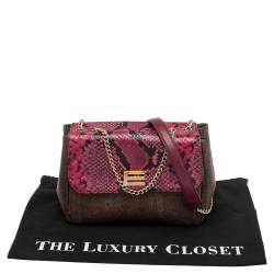 Pre Owned Etro Multicolor Paisley Canvas and Python Embossed Leather Shoulder Bag