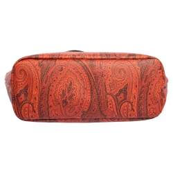 مملوكة مسبقًا حقيبة يد  إترو شوبر جلد وكانفاس بايزلي أسود / برتقالي 