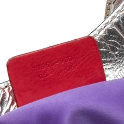 Pre Owned Etro Metallic Gold/Silver Paisley Embossed Leather Tote