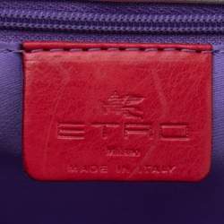 Pre Owned Etro Metallic Gold/Silver Paisley Embossed Leather Tote