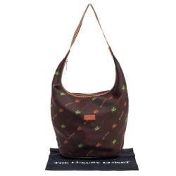 Pre Owned Etro Brown Fabric Logo Embroidered Hobo