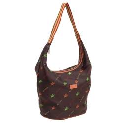 Pre Owned Etro Brown Fabric Logo Embroidered Hobo