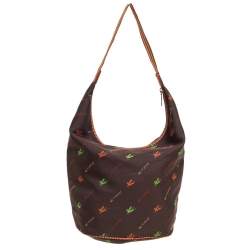 Pre Owned Etro Brown Fabric Logo Embroidered Hobo