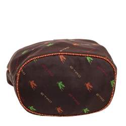 Pre Owned Etro Brown Fabric Logo Embroidered Hobo