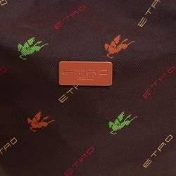 Pre Owned Etro Brown Fabric Logo Embroidered Hobo