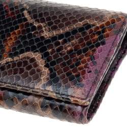 Etro Multicolor Python Effect Leather Flap Continental Wallet