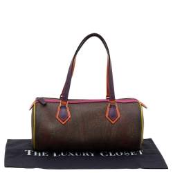 Pre Owned Etro Tricolor Paisley Print Coated Canvas and Leather Boston Bag