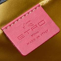 Pre Owned Etro Black/Gold Printed Leather Flap Clutch