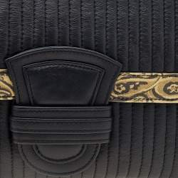 Pre Owned Etro Black/Gold Printed Leather Flap Clutch