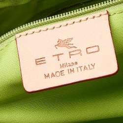 Pre Owned Etro Green/Brown Paisley Printed Coated Canvas And Leather Duffle Bag