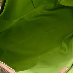 Pre Owned Etro Green/Brown Paisley Printed Coated Canvas And Leather Duffle Bag