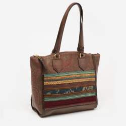 مملوكة مسبقًا Etro Multicolor Paisley Printed Coated Canvas And Leather Patchwork Tote