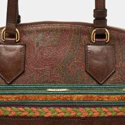 مملوكة مسبقًا Etro Multicolor Paisley Printed Coated Canvas And Leather Patchwork Tote