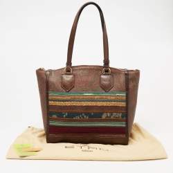 مملوكة مسبقًا Etro Multicolor Paisley Printed Coated Canvas And Leather Patchwork Tote